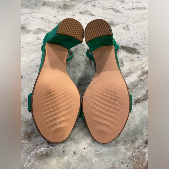 NWOT Steve Madden CARRSON Green Suede Open Toe Heeled Shoes - Picture 6 of 8